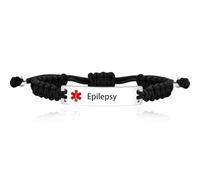 Tobestu Black Handmade Woven Polyester String Bracelet for Patient - Epilepsy Medical Tag Bracelets Y3944