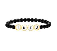 Tobestu Black INTJ Beaded Bracelet - Chalcedony Natural Stone - MBTI Mood Energy Accessory YA5886