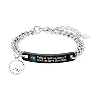 Tobestu Black Stainless Steel Plate Engraved Faith as Small as Mustare Seed can Move Mountains Bracelets with Round Seed Christian Inspirational Jewelry Y4077