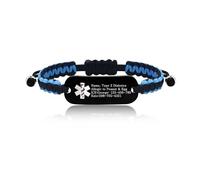 Tobestu Blue Black DIY Custom Medical Alert Bracelets - Customizable Emergency Health ID Bracelet YS5833