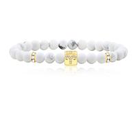 Tobestu Brave and Independent Aries Exclusive Star Sign Cubic Zirconia Bracelet for Men/Women - 6mm Frosted White Turquoise Zodiac Jewelry for Birthdays - SJYA4647