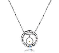 Tobestu Christian Circle Round Ring Necklace Carved Small As Faith Mustard Seed Can Move Mountains Y2486-2D, Crystal, Cubic Zirconia