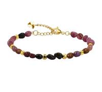 Tobestu Colored Tourmaline Beaded Bracelet with Mini Pumpkin Spacer Beads - Bohemian Jewelry for Casual or Festival Wear YA5871