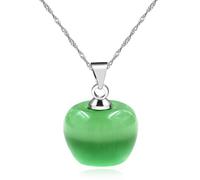 Tobestu Colorful 3D Apple Shaped Pendant Necklace, Light Green Cubic Zirconia Jewellery For Women Gift Ideas YL007-2D(Green)