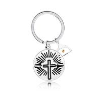 Tobestu Cross Sun Ray Keychain Keyring with Triangle Mountain Mustard Seed Charms Christian Gift Y1012 (Triangle Mountain)