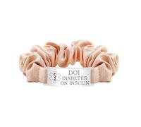 Tobestu DOI Medical ID Bracelet for Women - Deep Champagne Satin Elastic Fabric & Stainless Steel - DIABETES ON INSULIN Awareness Bracelet - Fashionable & Life-Saving YA5426