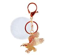 Tobestu Eagle Keychain Animal Hawk Pendant Key Ring Bag Hanging Cute Car Accessory Pompom Ball Pom Pom Keyring Y2214 (Yellow)