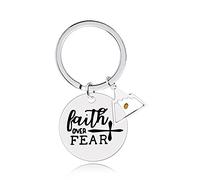 Tobestu Faith Over Fear Keyring Triangle Mountain Mustard Seed Christian Faith Cross Inspirational Keychain for Daughter Y1017 (Triangle Mountain)