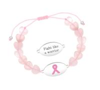 Tobestu Fight Like a Warrior Pink Ribbon Bracelet - Women’s Motivational Breast Cancer Awareness Jewelry YA6219