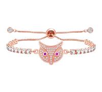 Tobestu Girls Cute Fox Bracelet Friendship Gifts - Rose Gold Plated Cubic Zirconia Paved Fox Bracelets Adjustable Tennis Chain YA4928