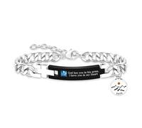 Tobestu God Has You in His Arms Bracelet - Stainless Steel Cuban Link - Mustard Seed Faith Charm YA4354