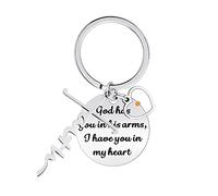 Tobestu God Has You in His Arms I Have You in My Heart Memorial Keyring with Initial Faith Cross and Mustard Seed Charms Y1916