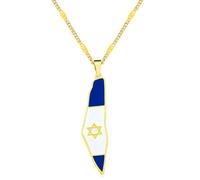 Tobestu Gold Plated Israel Flag Necklace - Cultural Jewelry with Israel Symbol - Stainless Steel Pendant YA5139