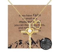 Tobestu Gold Plated Religious Necklace with Zircon Cross Pendant and Heart-Shaped Mustard Seed - Projection I Love You in 100 Languages Necklaces YA4789