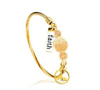Tobestu Gold Plated Stainless Steel Faith Round Mountain Mustard Seed CSPB Cross Bracelets for Christianity - Twisted Rope Medal Bangle Bracelet for Women Girls Y4231