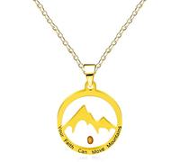 Tobestu Gold Plated Stainless Steel Round Hill Mustard Seed Lettered Necklace the Power of Loyalty and Faith for Women Girls YA4745