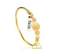 Tobestu Gold Plated Twisted Rope Medal Bangle Bracelets for Women - Stainless Steel Faith Triangle Mountain CSPB Cross Mustard Seed Bracelet for Church Easter Y4231