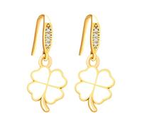 Tobestu Gold Plated White Lucky Clover Dangle Earrings | St. Patrick's Day Jewelry for Women | Irish Themed Holiday Accessories for Celebrations | YA5720