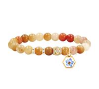Tobestu Golden Silk Jade Beaded Bracelet with Hexagon Charm - Christian Prayer Jewelry - Handmade Mustard Seed Accessory YS5485