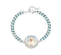 Tobestu Green Enamel Cuban Chain Pope Bracelet - Adjustable Catholic Men's Religious Jewelry YA5960