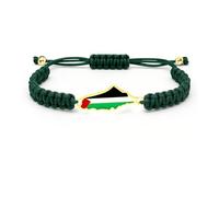Tobestu Green Nylon Cord with Gold Plated Palestine Charm - Elegant and Adjustable Activism Bracelet - YA5882
