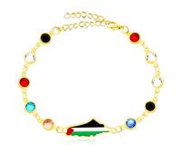 Tobestu | Handmade Beaded Palestine Flag Glass Copper Chain Bracelet | Muslim Prayer and Peace Cultural bangle |Artistic Gaza Friendship Ethnic Cultural Bracelets | Arabic Jewelry for Men/Women