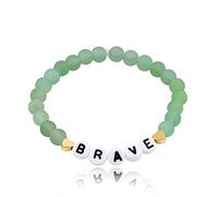 Tobestu Initial Letter BRAVE Inspirational Bracelet, Natural Matte Aventurine Green Strand Bracelet (Green, 17cm/6.7inch)