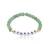Tobestu Initial Letter COURAGE Bracelet, Natural Matte Aventurine Green Strand Inspirational Bracelet (Green, 17cm/6.7inch)