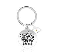 Tobestu Jesus Loves Me Keyring Triangle Mountain Mustard Seed Charms Christian Keychain Stainless Y1011 (Triangle Mountain)