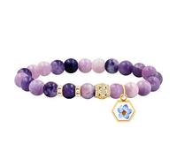 Tobestu Lepidolite Bracelet with Hexagon Mustard Seed Charm - Handmade Christian Spiritual Faith Jewelry YS5485