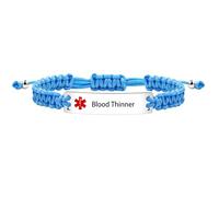 Tobestu Light Blue Handmade Woven Polyester String Bracelet - Blood Thinner Medical Emergency ID Bracelets for Women Y3944