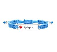 Tobestu Light Blue Handmade Woven Polyester String Bracelet - Epilepsy Medical Information Bracelets for Patient Y3944