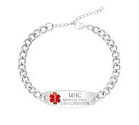 Tobestu MENTAL HEALTH CONDITION Cuban Link Medical ID Bracelet - Fashion Critical Condition Emergency Jewelry YA5948
