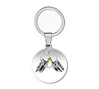 Tobestu Mountaineering Monuntain Round Keychain Stainless Keyring with Mustard Seed Heart Charms Key Chain for Men Women (Heart)