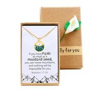 Tobestu Mustard Seed Jewelry for Women Faith of a Mustard Seed Can Move Mountains Necklace Christian Faith Jewelry with Gift Box Y4358 (Green)