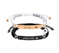 Tobestu Natural White Turquoise & Matte Black Onyx Beads Bracelets Set - His and Hers Attraction Bracelet Couples Distance Gifts for Women Men, Stone, stone