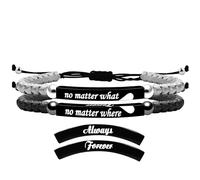 Tobestu No Matter What and No Matter Where Bracelets Hematite Beaded | His Always Hers Forever Matching Heart Bracelet Couples Gifts for Women and Men SJYA4581-A