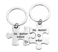 Tobestu No Matter What No Matter Where Keychain for Couples Families, Puzzle Matching Lovers Keyrings for Women and Men Y1101