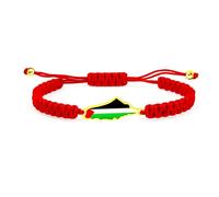 Tobestu Palestine Bracelet with Gold Plated Charm - Red Nylon Rope Design - Adjustable and Stylish Solidarity Accessory - YA5882