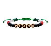 Tobestu Palestinian Peace Bracelet with Synthetic Peacock Quartz Turquoise Beads - Handmade Adjustable Friendship Jewelry for Women Men YA5009