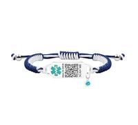 Tobestu Personalized Medical ID Bracelet with Engraved QR Code, Custom Health Alert Wristband for Diabetes, Epilepsy, and Stroke, Adjustable Rope Band for Seniors YA5657
