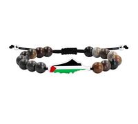 Tobestu Picture Jasper Natural Stone Bracelet with Palestine Map Charm - Statement Jewelry Expressing Cultural Identity YA6029