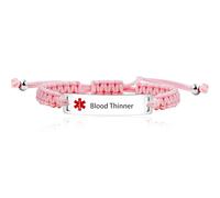 Tobestu Pink Handmade Woven Polyester String Bracelet - Blood Thinner Emergency Medical Bracelets for Patient Y3944