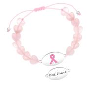 Tobestu Pink Power Love Heart Chain Bracelet - Inspirational Breast Cancer Awareness Symbol Jewelry YA6219