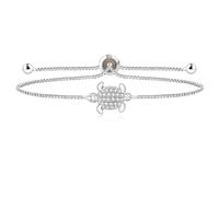 Tobestu Platinum Plated Cubic Zirconia Turtle Adjustable Bracelets - Sea Element Slider Box Chain Bracelet for Women SJA4597