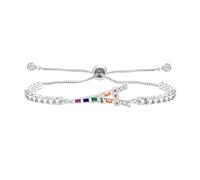 Tobestu Platinum Plated Eiffel Tower Charm Bracelet with Delicate CZ Accents - Adjustable Bolo Style Inspired by Parisian Romance YA5691