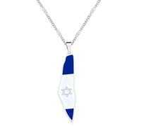 Tobestu Platinum Plated Israel Flag Necklace- Religious Statement Pendant - Star of David Jewelry YA5139