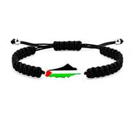 Tobestu Platinum Plated Map Charm Palestine Bracelet - Black Nylon Cord - Adjustable Wristband for Protest and Awareness - YA5882