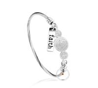 Tobestu Platinum Plated Stainless Steel Faith Round Mustard Seed Bracelets for Prayer - Twisted Rope Saint Benedict MedalBangle Bracelet for Sisters Friends Y4231