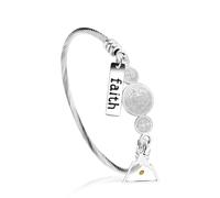 Tobestu Platinum Plated Twisted Rope Medal Bangle Bracelets for Women Girls - Stainless Steel CSPB Cross Faith Triangle Mountain Seed Bracelet for Communion Easter Y4231